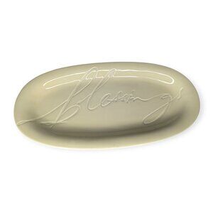 Hallmark Oval Beige Serving Platter Dish "Blessings" 16" NWT Thanksgiving
